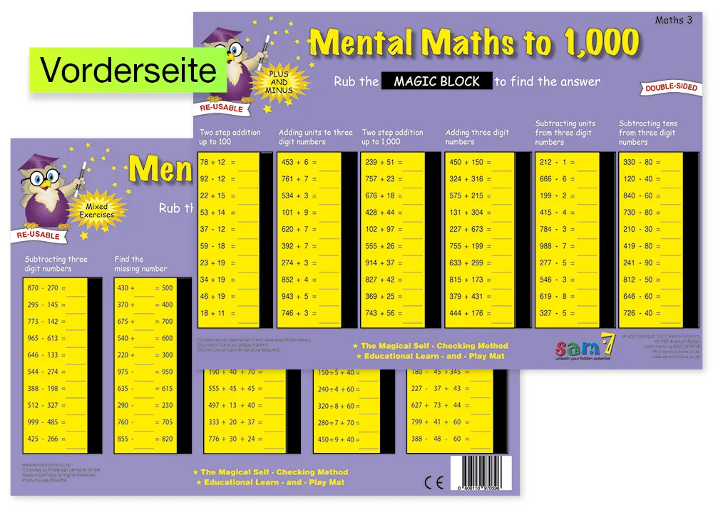 TimeTEX Zaubertafel "Mathematik" Englisch Zahlenraum bis 1000