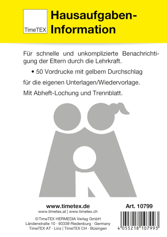 Block Hausaufgaben-Information A6, 50 Blatt mit Durchschlag
