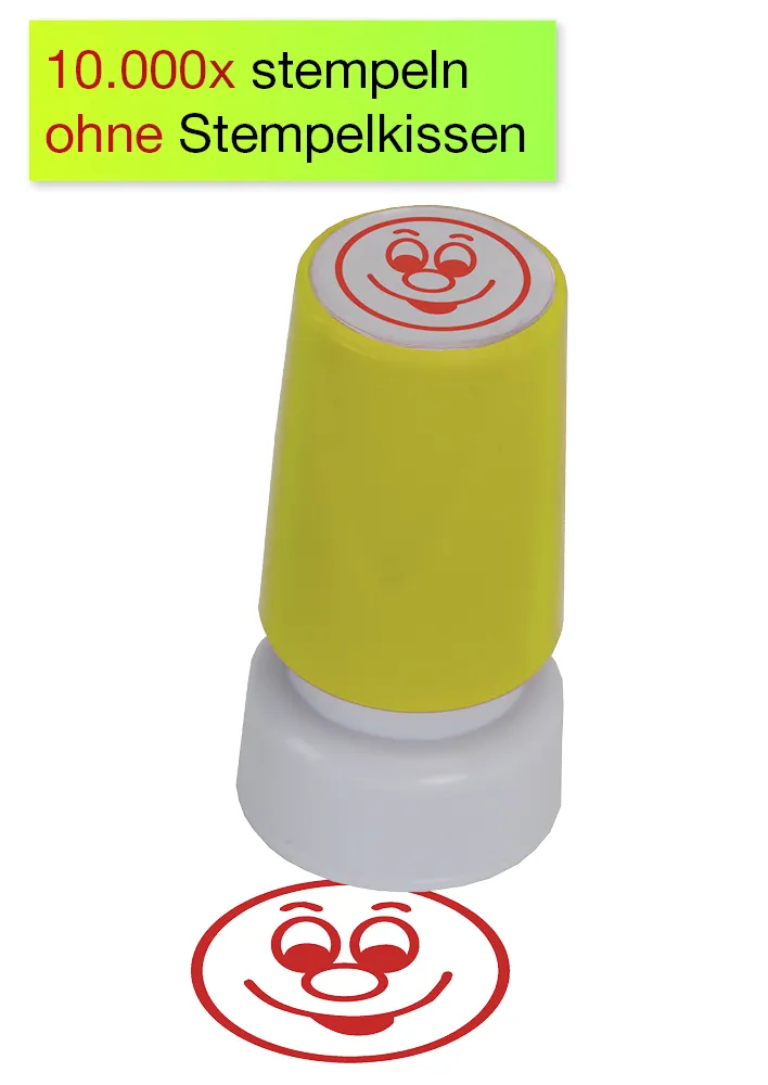 Siebdruck-Stempel "Perpetuum", "Gesicht lachend"