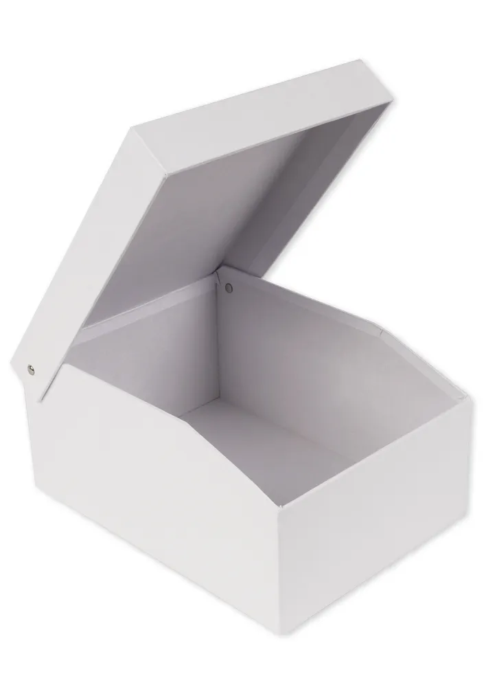 Karteikasten aus Pappe, weiss, 3 verschiedene Grössen mit Klappdeckel