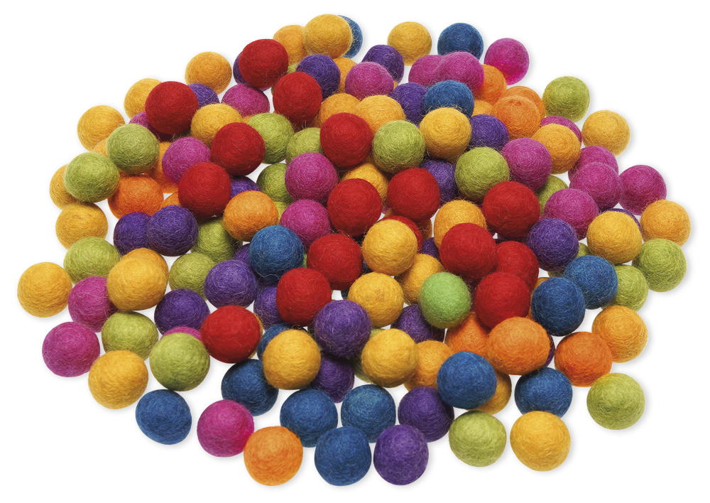 TimeTEX Filzkugeln "Kunterbunt", 2 cm ø, 7 Farben, 210 Stück