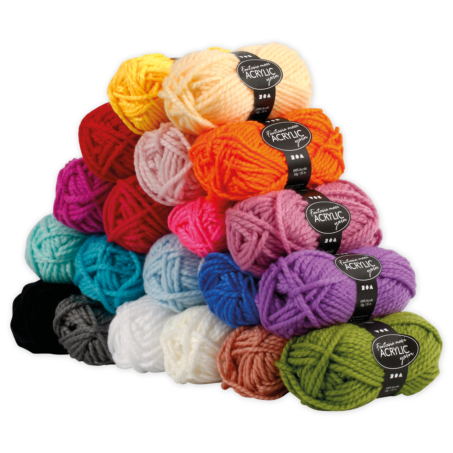 TimeTEX Set Polyacryl-Garn 2-fädig, 20 Farben à 50 g