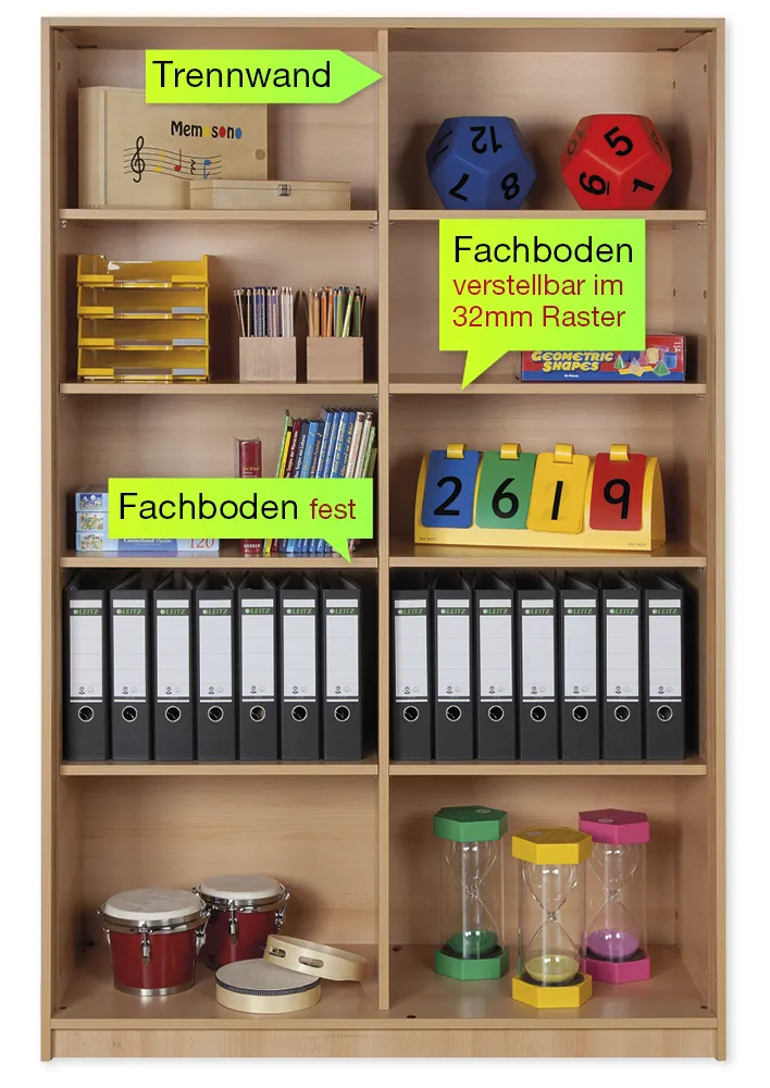 Material-Hochschrank-Regal XL, Basistiefe, 10 Fachböden