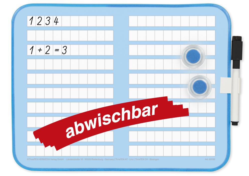 TimeTEX Prima-Colori Rechenübungs-Whiteboard, 4-tlg., magnethaftend
