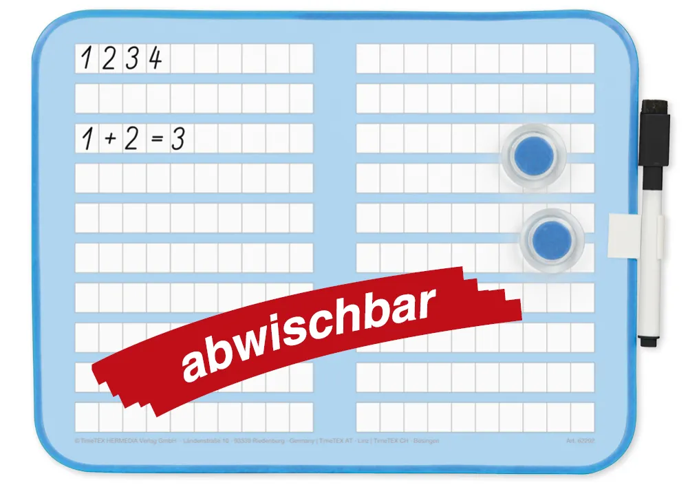 Prima-Colori matteövningswhiteboard, 4-delad, magnetisk
