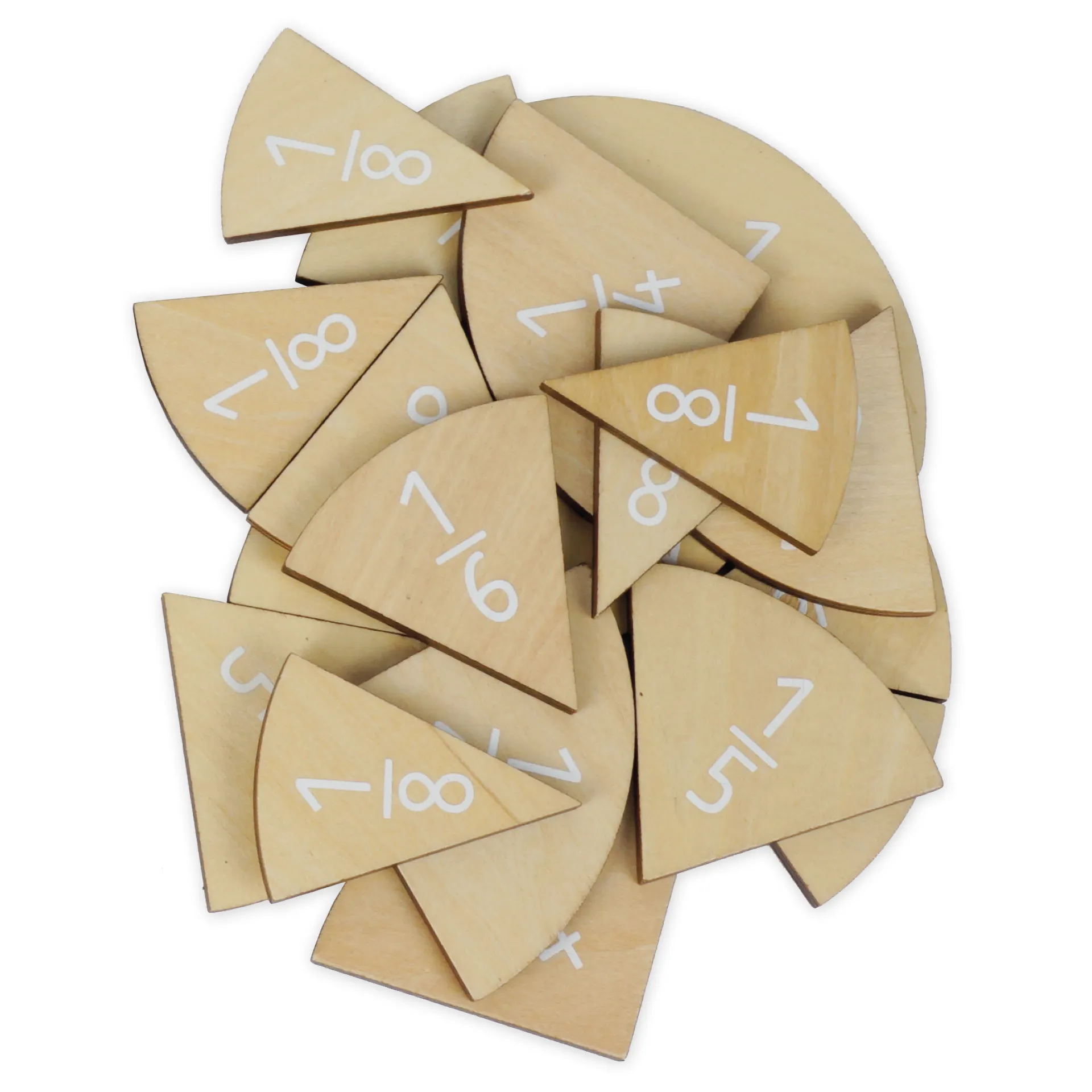 Houten breukencirkels, met cirkel-inlay, 150 mm ø, 30-delig