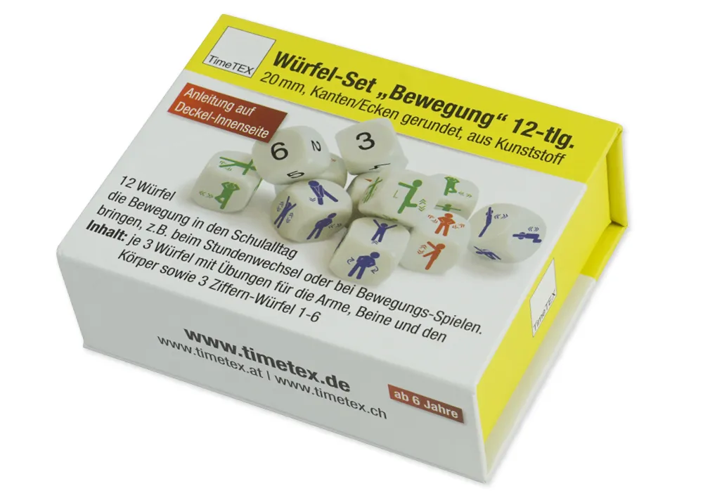 Juego de dados "Movimiento", 12 uds. 20 mm en caja