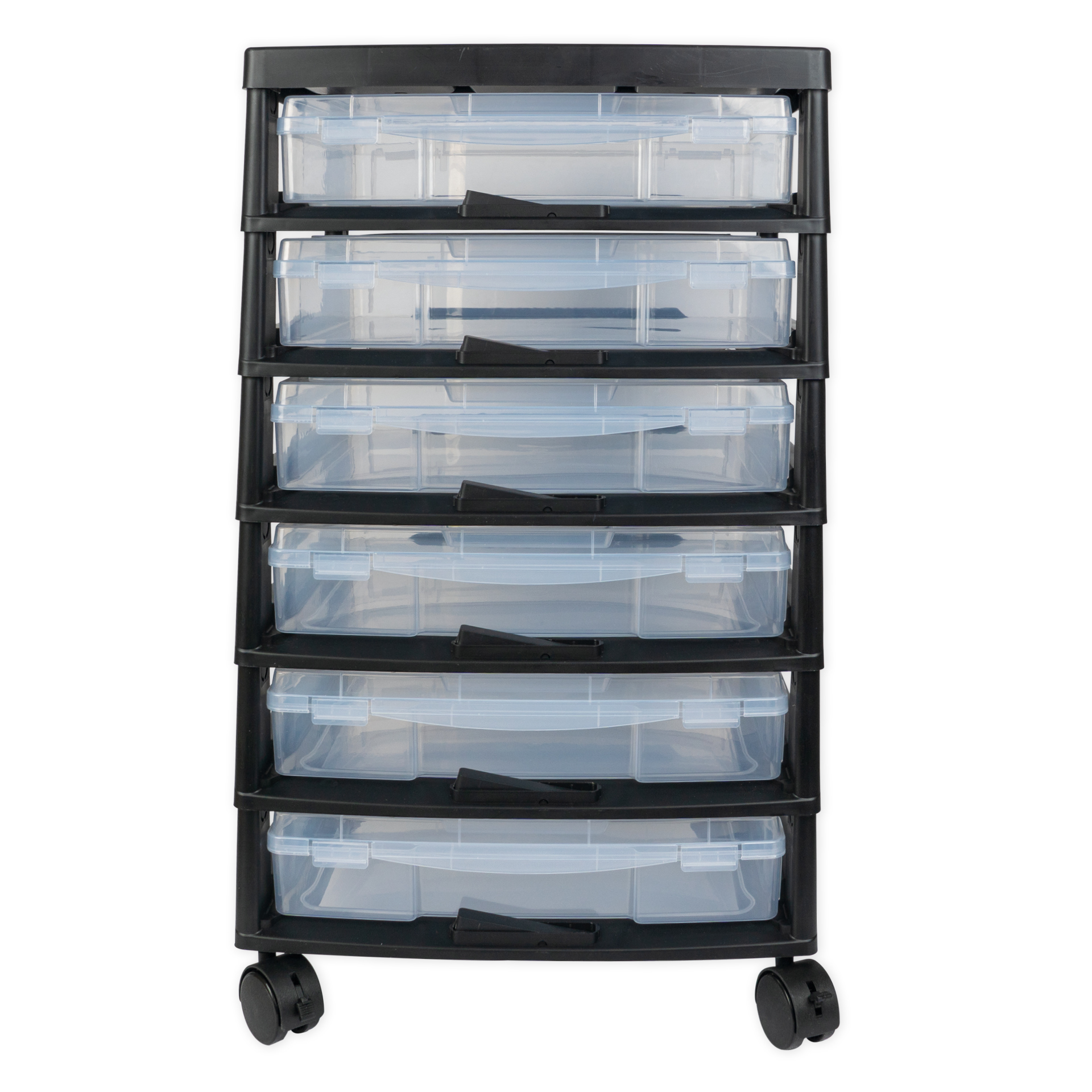 TimeTEX Schubladen-Block mit 6 Klappdeckel-Boxen und 4 Lenkrollen