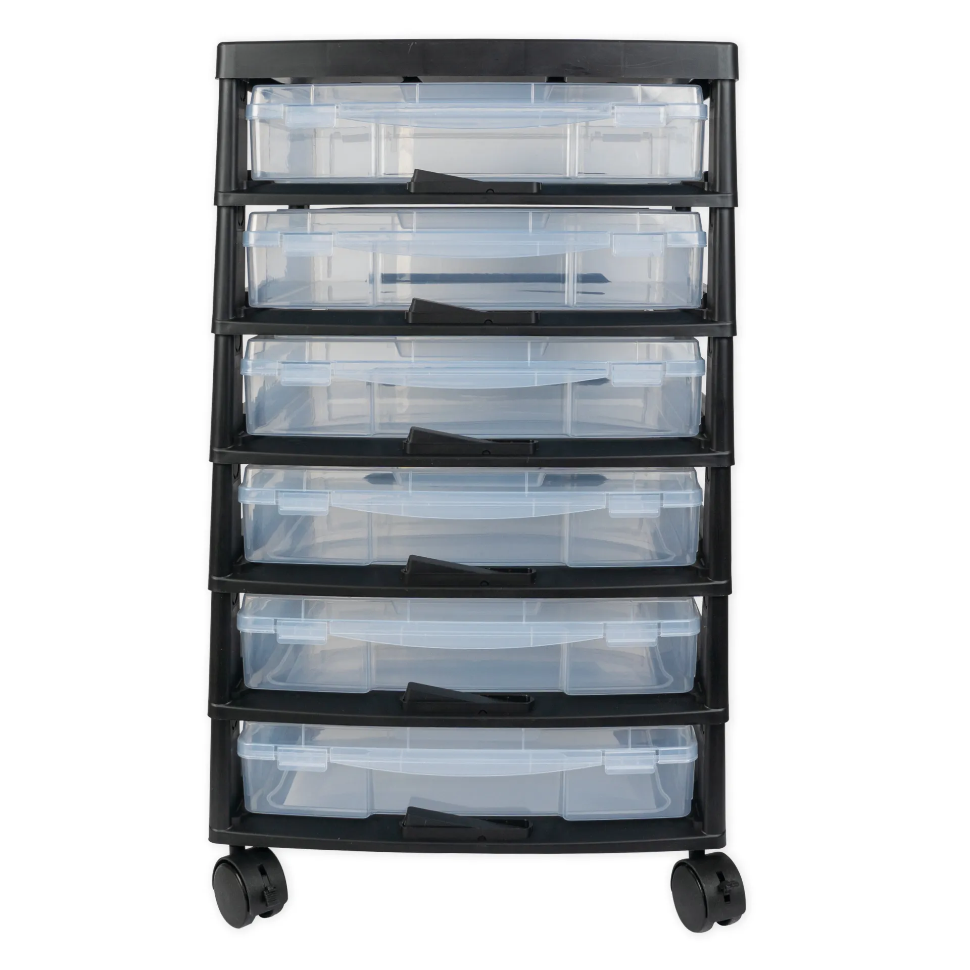 TimeTEX Schubladen-Block mit 6 Klappdeckel-Boxen und 4 Lenkrollen