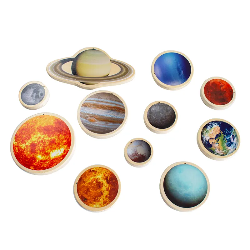 Planeten aus Holz, mit Beutel und Poster, 12-tlg.