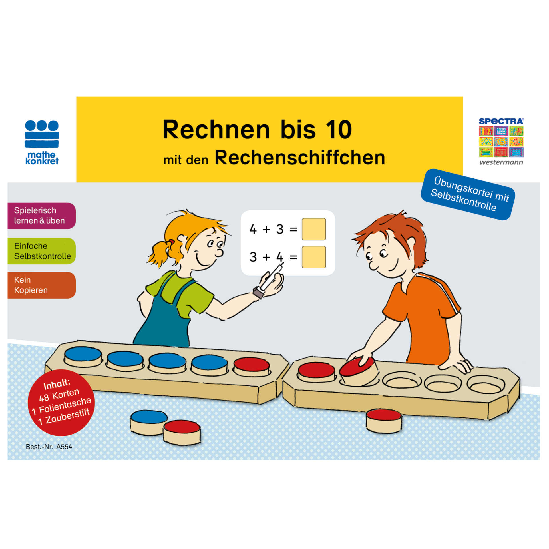 Rechnen bis 10 mit den Rechenschiffchen, Übungskartei