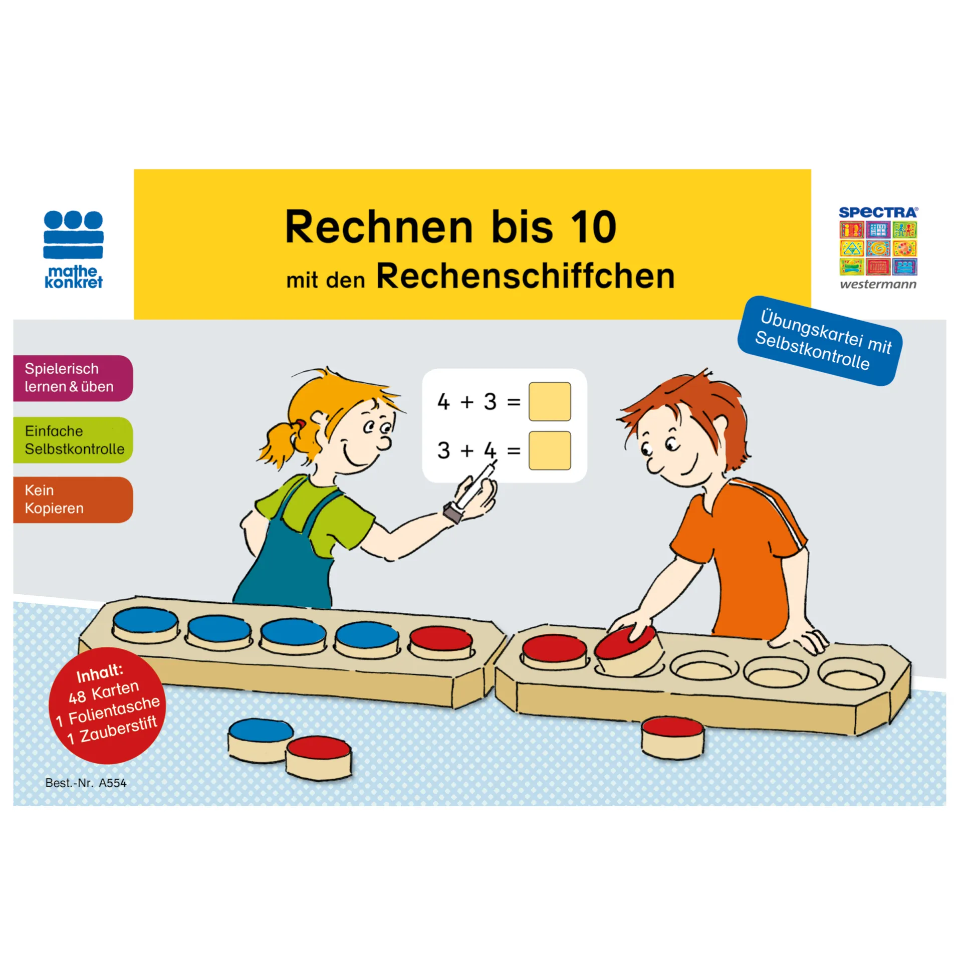 Rechnen bis 10 mit den Rechenschiffchen, Übungskartei