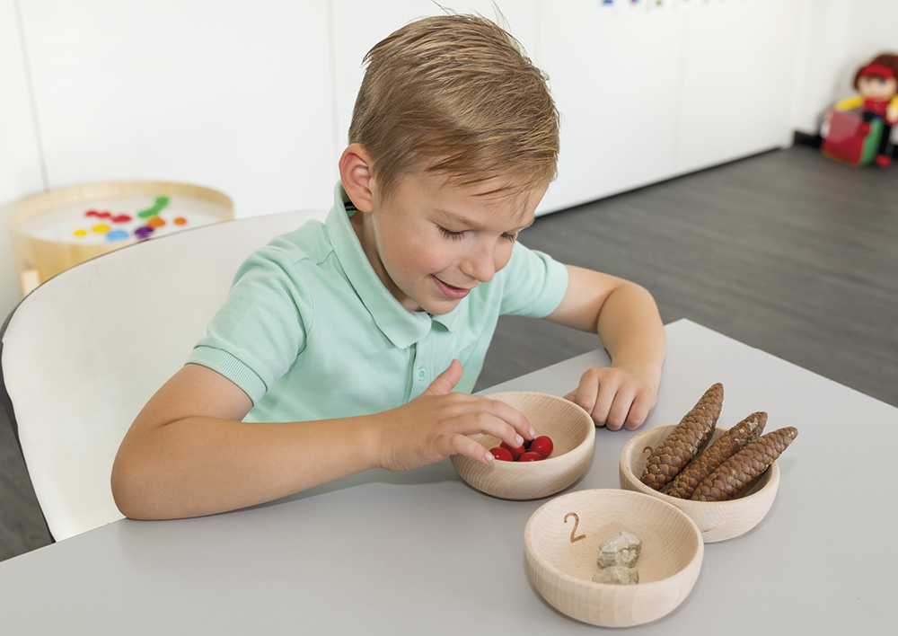 Träskålar med nummer, 10 st.