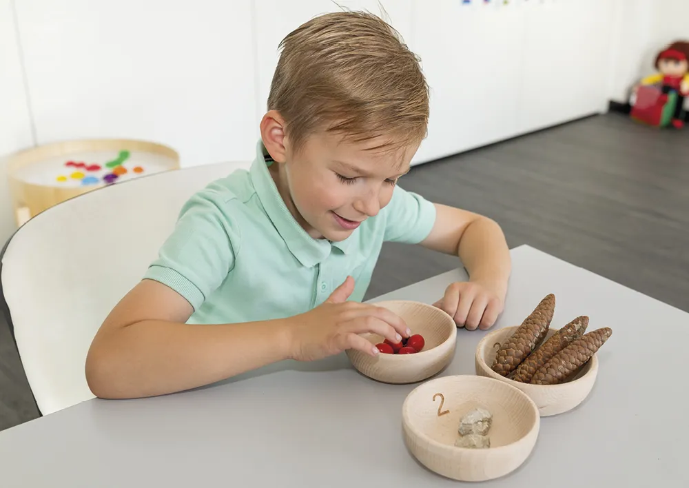 Träskålar med nummer, 10 st.