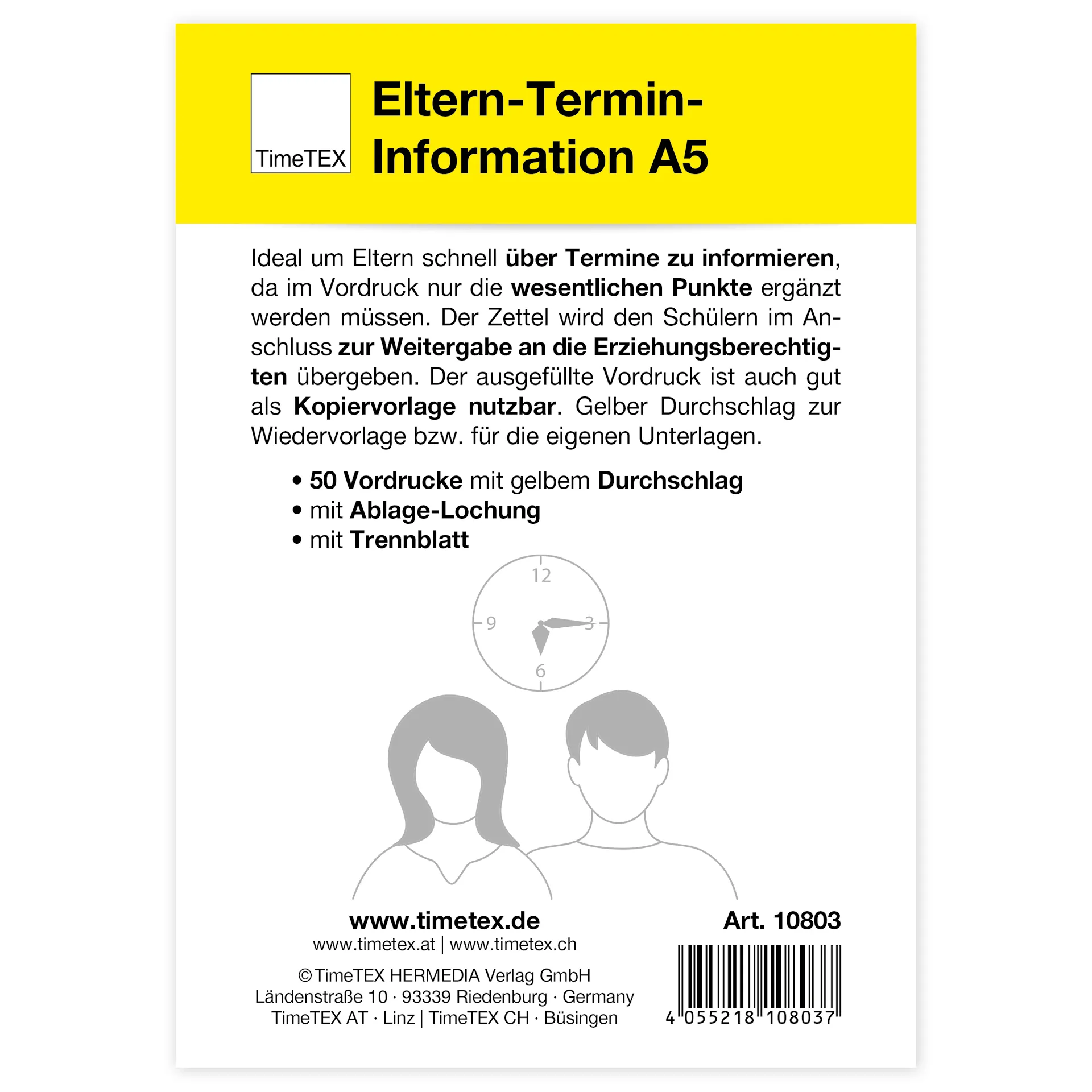 Block Eltern-Termin-Information A5, 50 Blatt mit Durchschlag