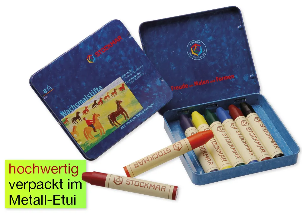 Stockmar-Wachsmalstifte, 8 Farben im Metalletui