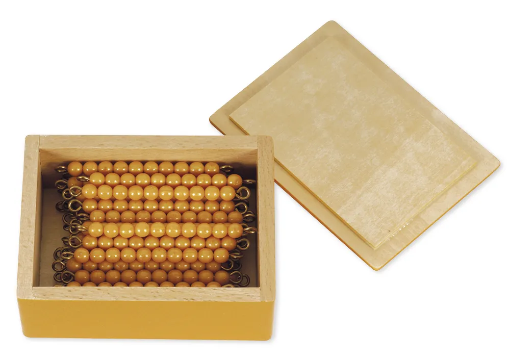 TimeTEX 45 zlatý tyčí o 10 perlách, v krabičce "Montessori Premium"