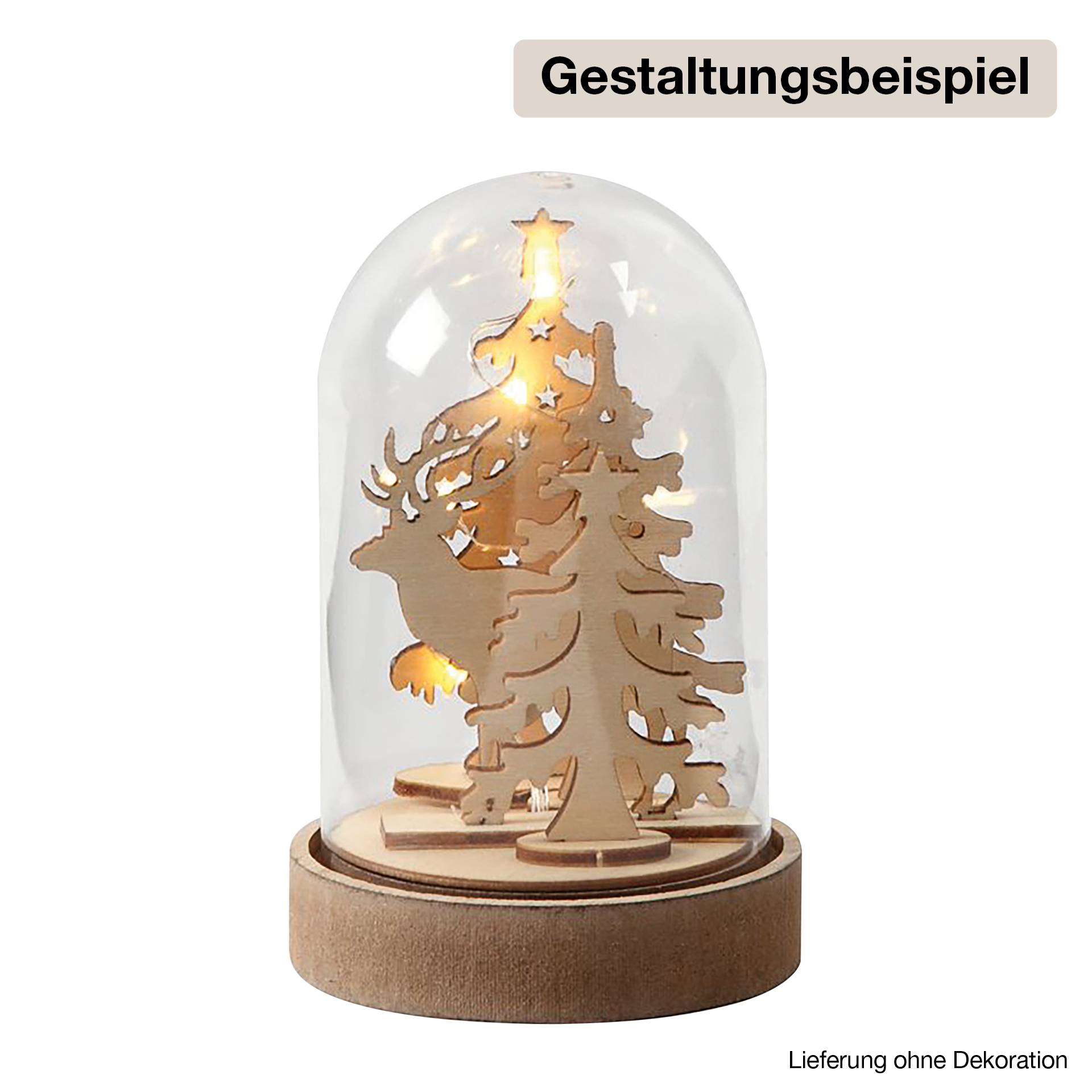 Kunststoff-Glocke auf Holzfuss, ca. 12,5 cm hoch, 8 cm ø