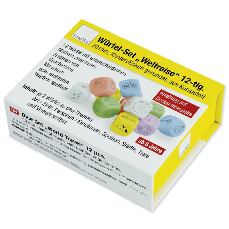 Set de zaruri "călătorie în jurul lumii", 12 piese, 20 mm, în cutie