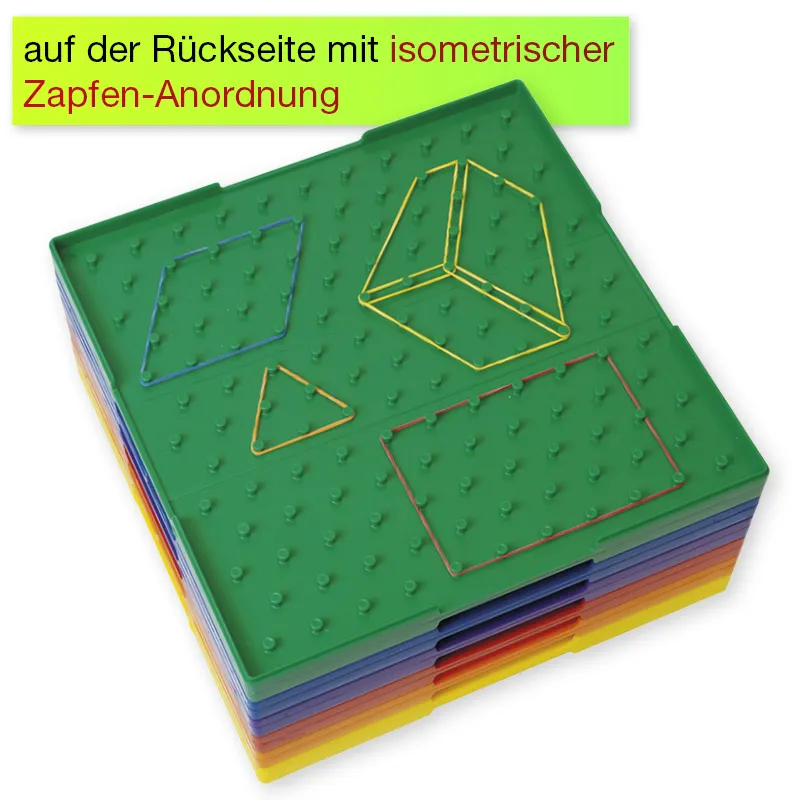 Set Geometrie-Bretter doppelseitig (11x11 Stifte), 23x23 cm, bunt, 6-tlg.