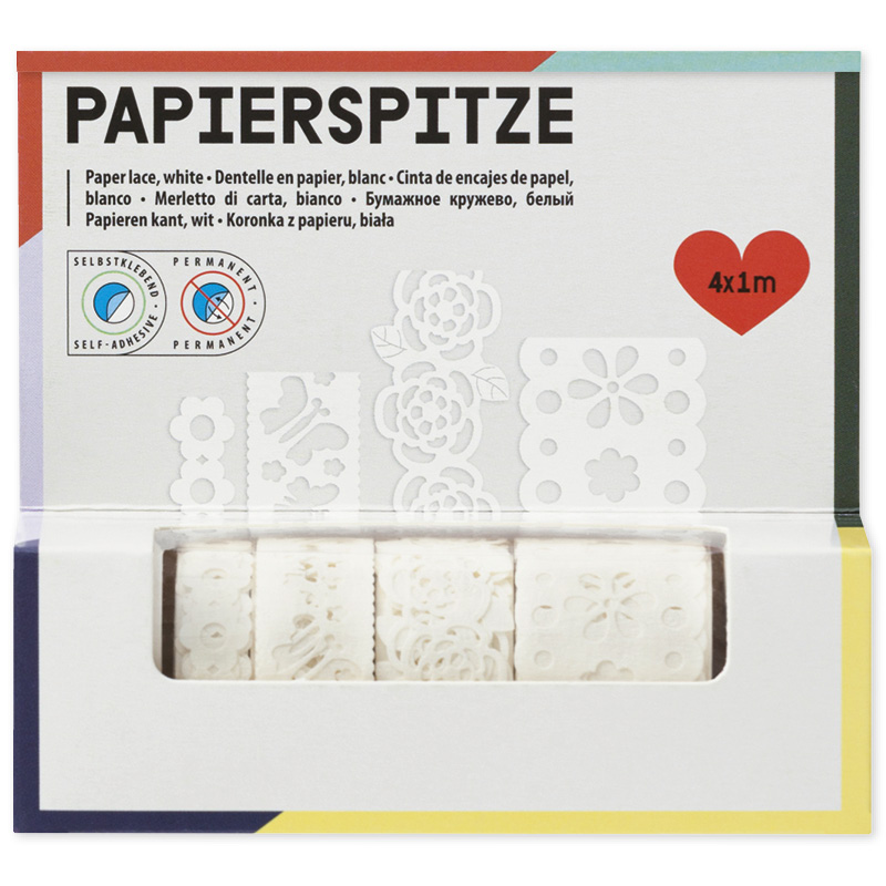 Papierspitze selbstklebend, 4 Rollen à 1 m