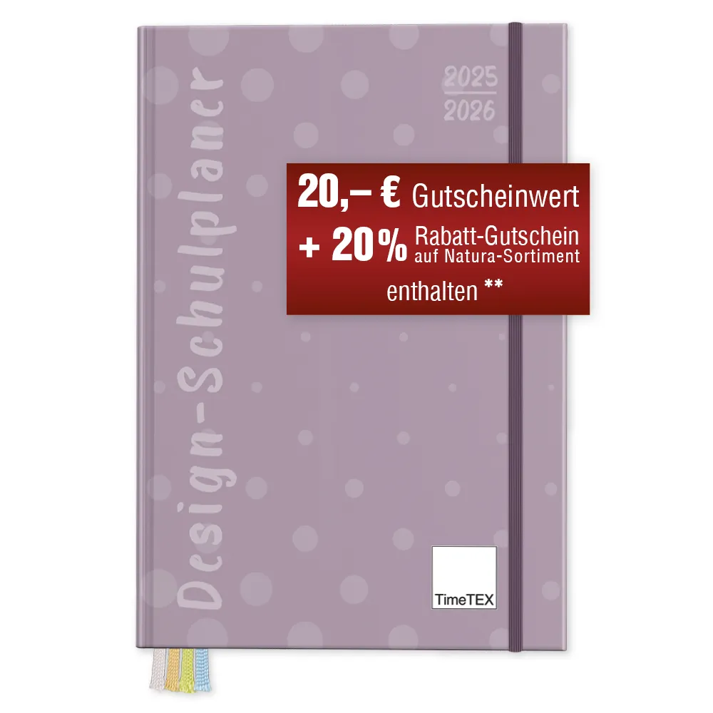 TimeTEX Design-Schulplaner A4-Plus 2025/2026, malve