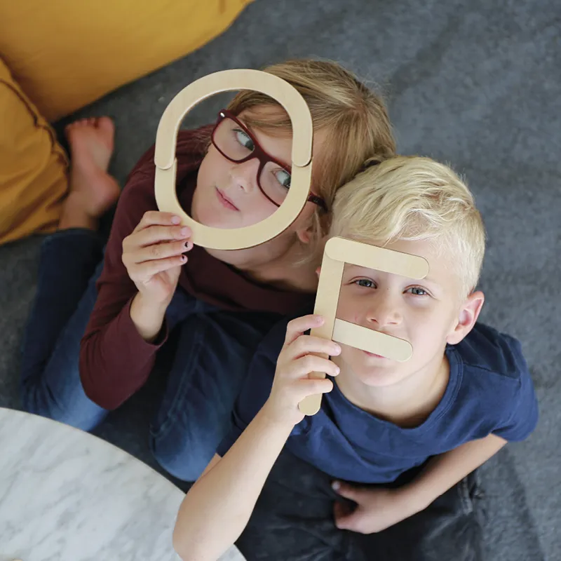 Set Holz-Buchstaben magnetisch, 60-tlg. in Box