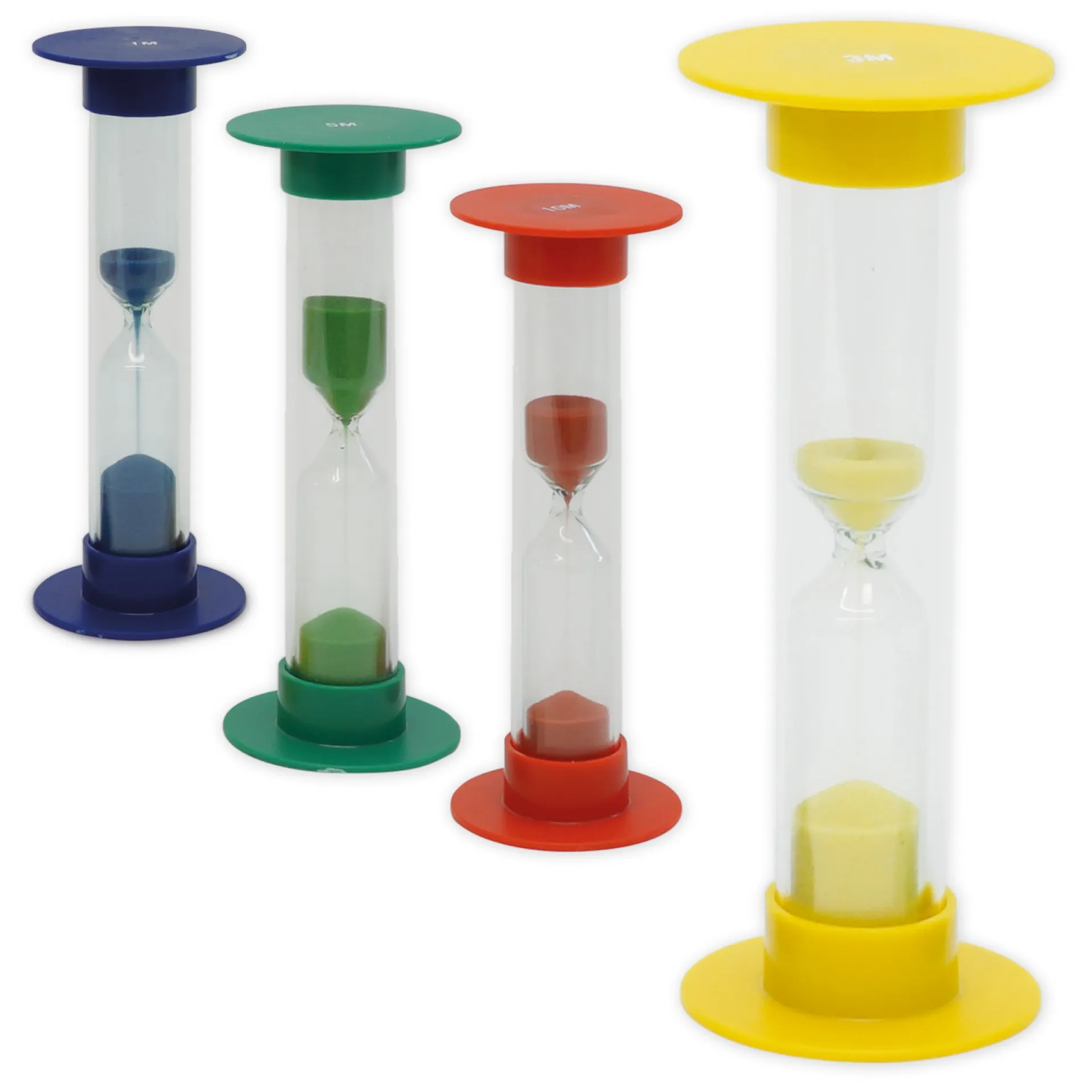 Zandloperset, 5-delig, 10 cm hoog, 2,5cm ø (1 tijdseenheid)