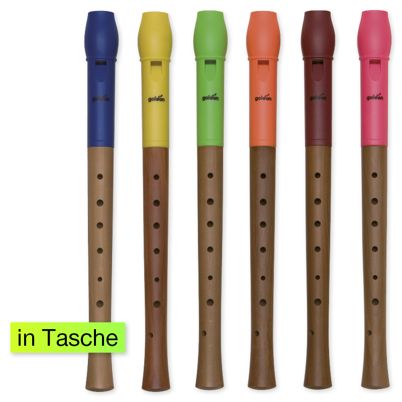 Set Blockflöte C-Sopran, bunt, deutsche Griffweise, 6 Stück jeweils in Tasche