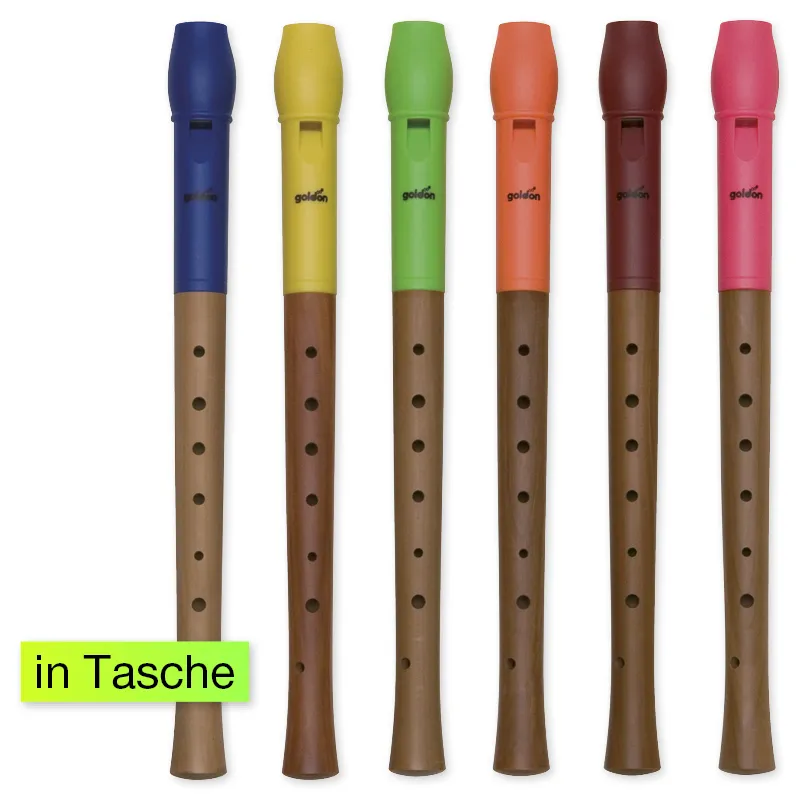 Set blokfluiten C-sopraan, bont, Duitse boring, 6 stuks elk in een etui