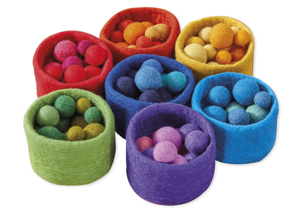 TimeTEX Filzschalen mit Kugeln zum Sortieren, 107-tlg.