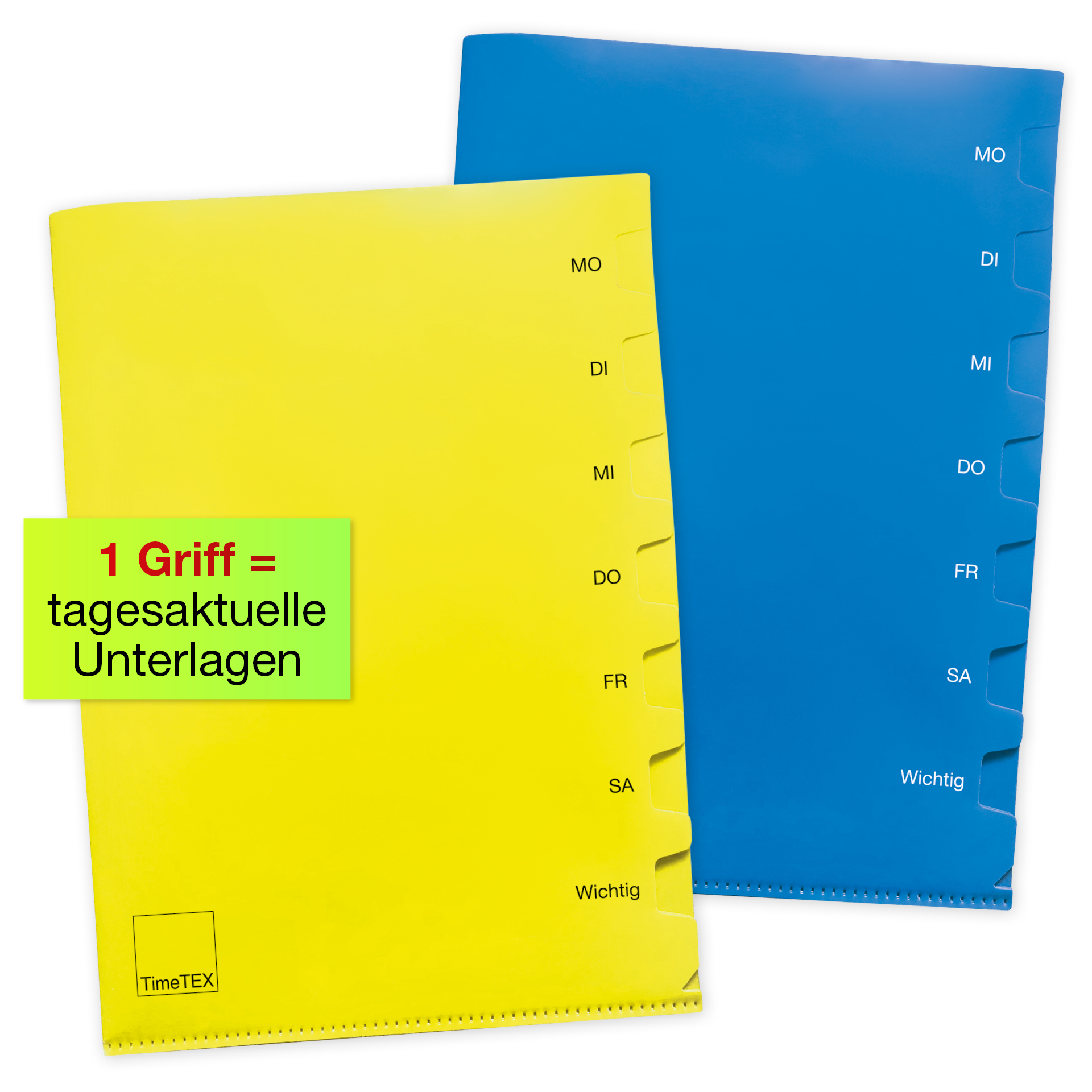 Wochentags-Mappe A4-Plus, 2 Stück, 7 Unterteilungen