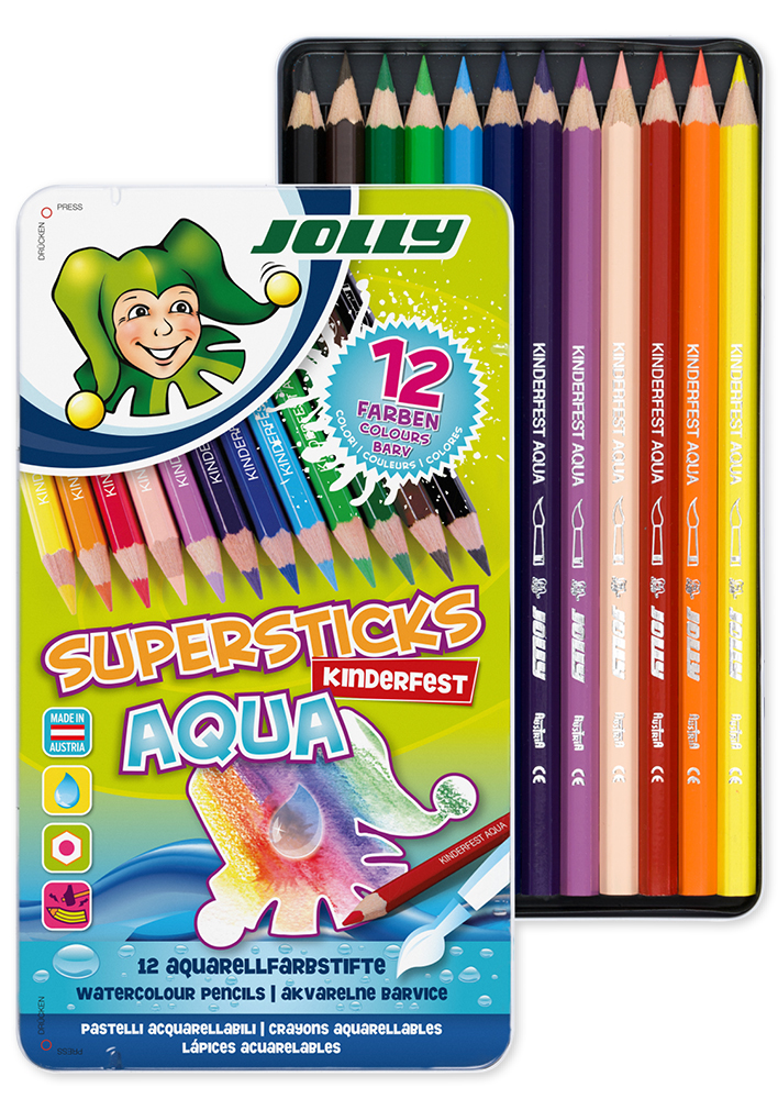 TimeTEX JOLLY Supersticks AQUA im Metall-Etui, 12-tlg.