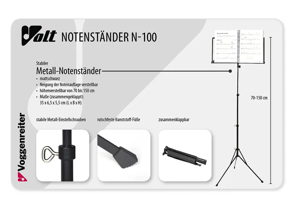 Notenständer, 70 - 150 cm Höhe
