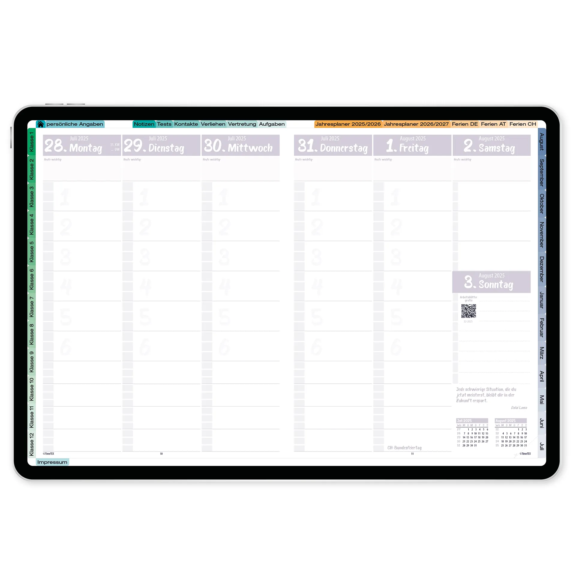 TimeTEX Digitaler Design-Schulplaner DigiPlan 2026/2027, malve