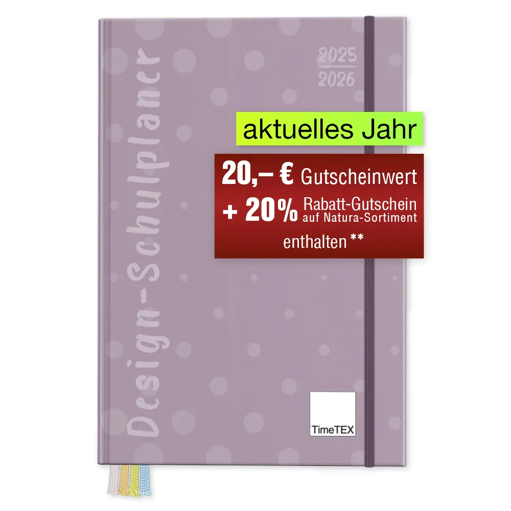 TimeTEX Design-Schulplaner A5-Plus 2025/2026, pink