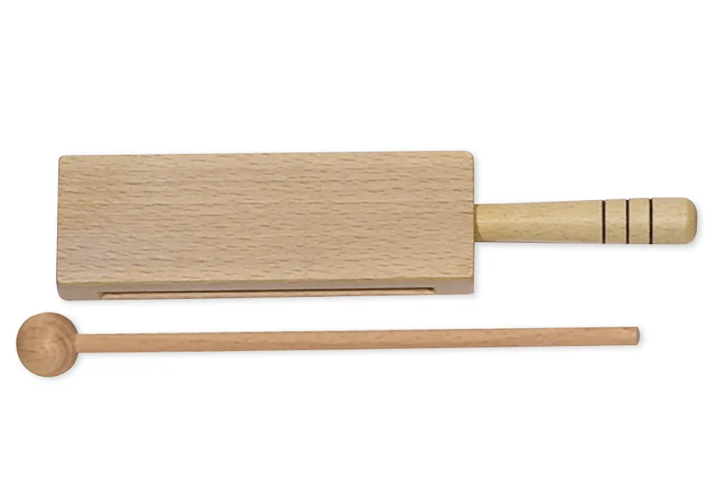 Holzblock-Trommel mit Griff und Rundholz, 20x4x1,5 cm