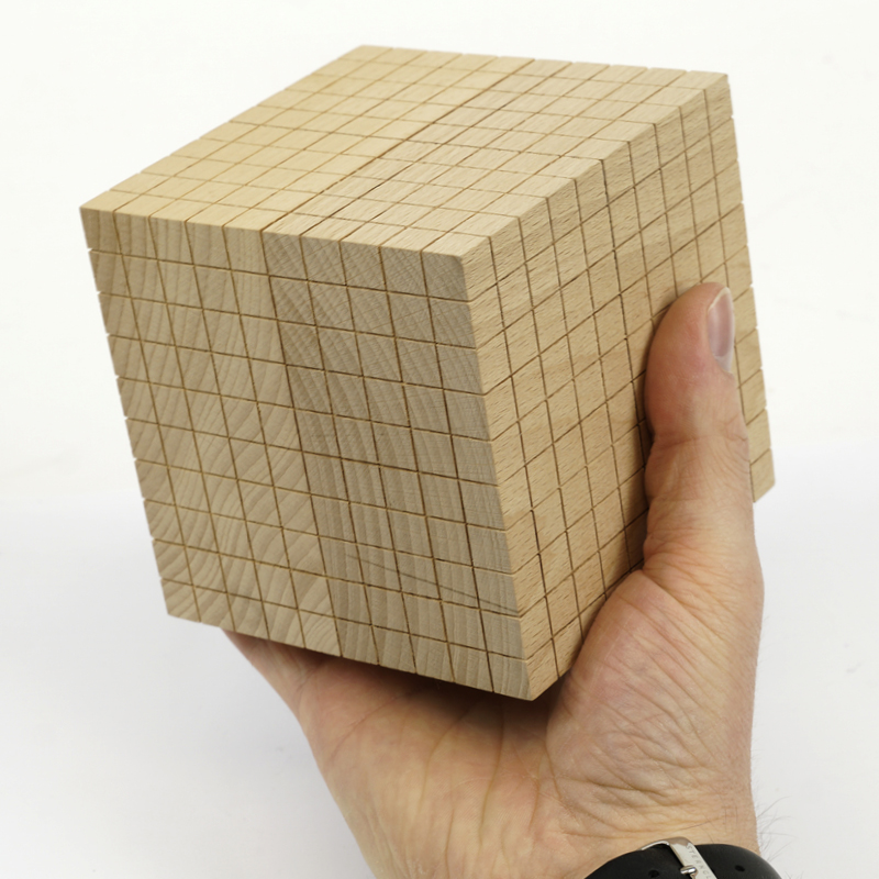 Dienes decimal tusen kub, gjord av trä, 1 st
