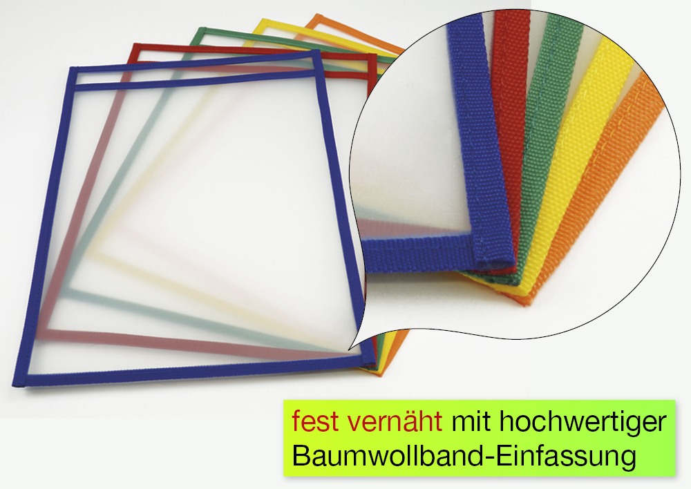 Buzunare pentru învățare și colectare, A4-plus, pe verticală, cu bordură colorată, 10 bucăți Buzunare pentru învățare și colectare, A4-plus, pe verticală, cu bordură colorată, 10 bucăți