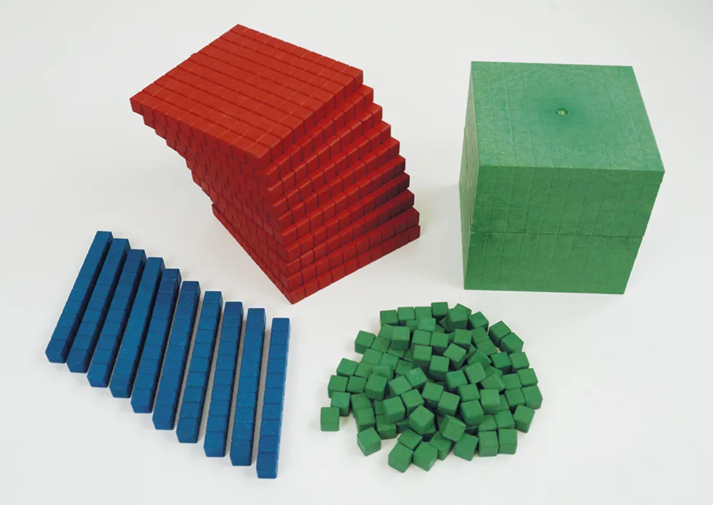 Dienes Grundsortiment Montessori, 121-tlg., RE-Wood, in Stapel-Box "Montessori Premium"