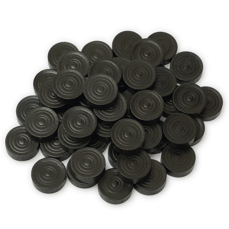 Piese de joc din lemn, natur/negre, ø 21 mm, 100 bucăți