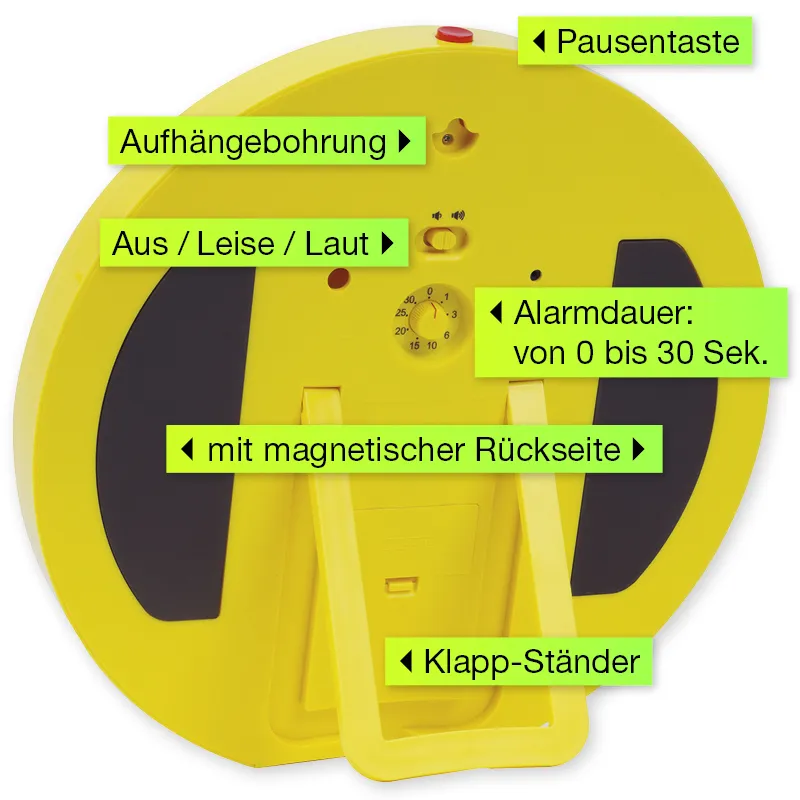 TimeTEX Zeitdauer-Uhr "lautlos" XL, 32 cm ø, mit Ampelscheibe + Pausentaste