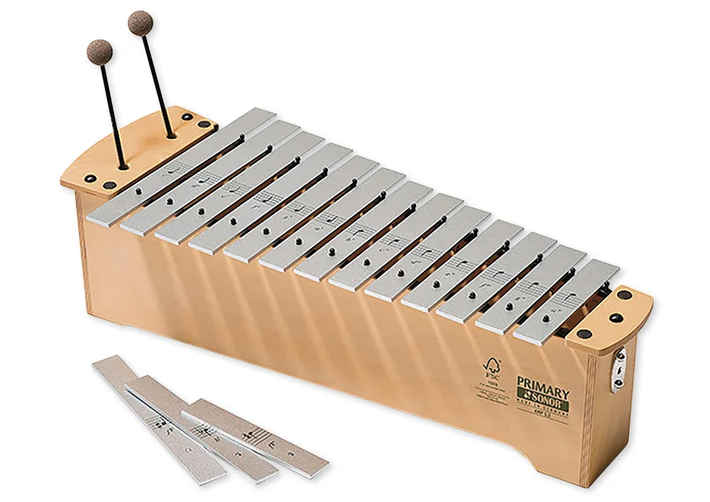 SONOR Metallophon, Alt c1-a2 + fis1, b1, fis2, mit Notenaufdruck, ASM 1.1 DE Primary Serie