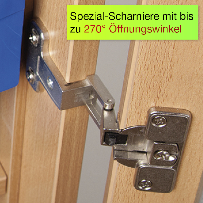 Material-Hochschrank L, Plustiefe, 3 Fachböden, 15 Schubladen XL