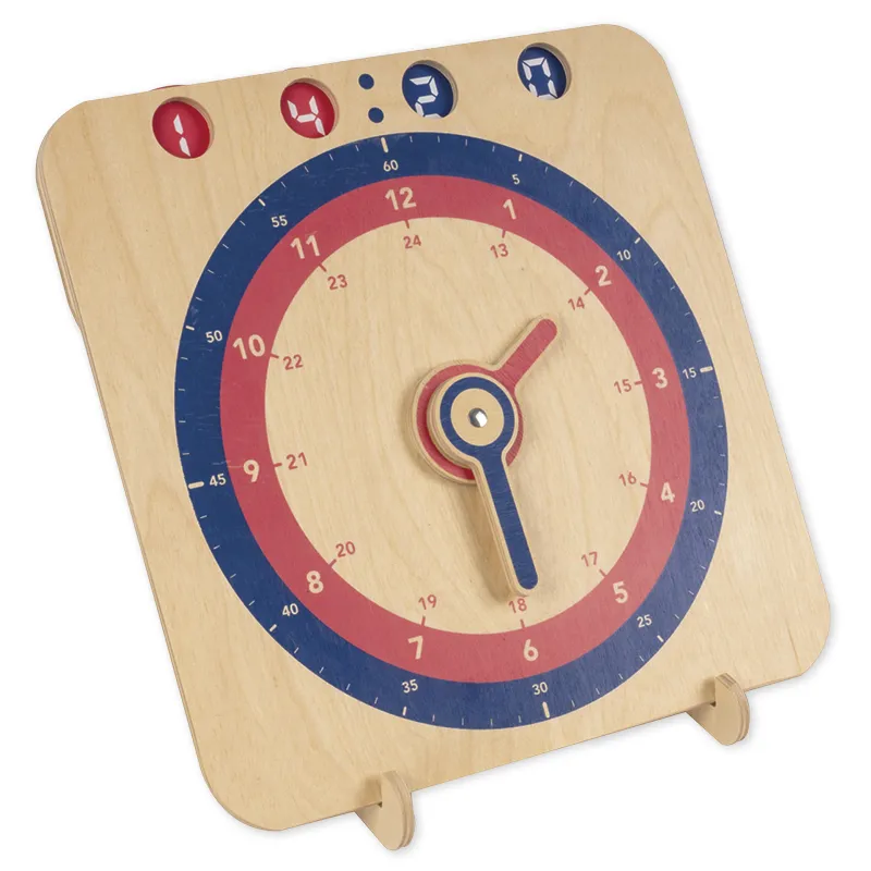 Demo-Lernuhr 1-24 analog/digital, manuell, aus Holz