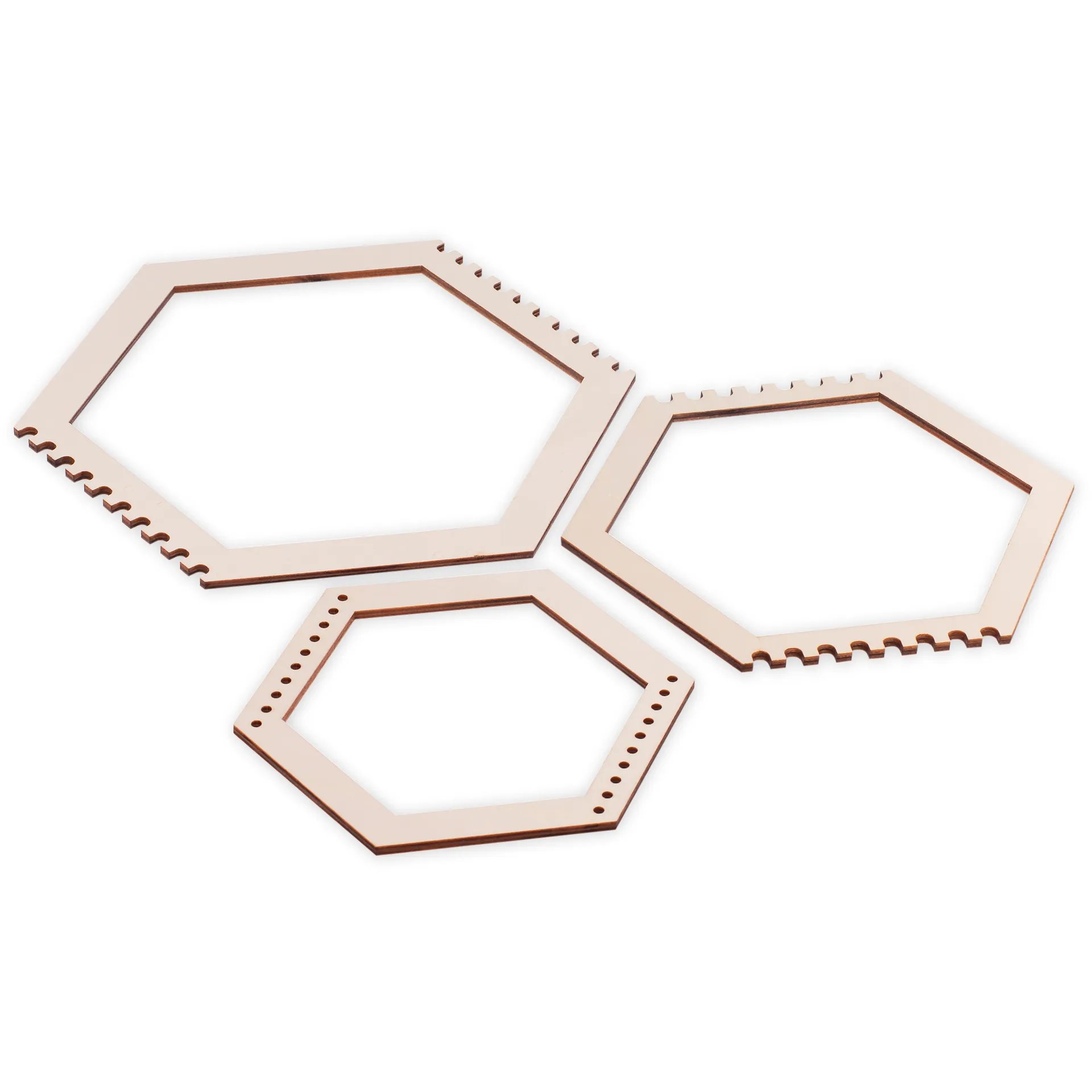 Web- und Fädelwaben aus Holz, 8 Stück