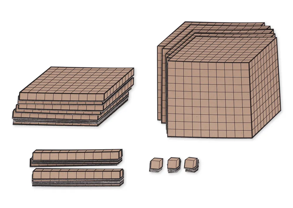 Dienes Demo-Dezimal-Rechensatz, naturfarben, magnetisch, 54-tlg. im Karton