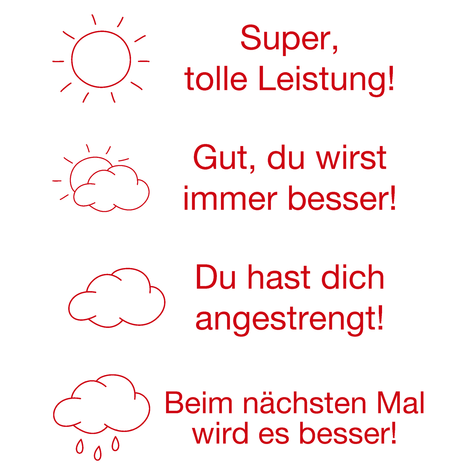 Siebdruck-Stempel "Perpetuum", 4 in 1, "Sonne und Wolken"