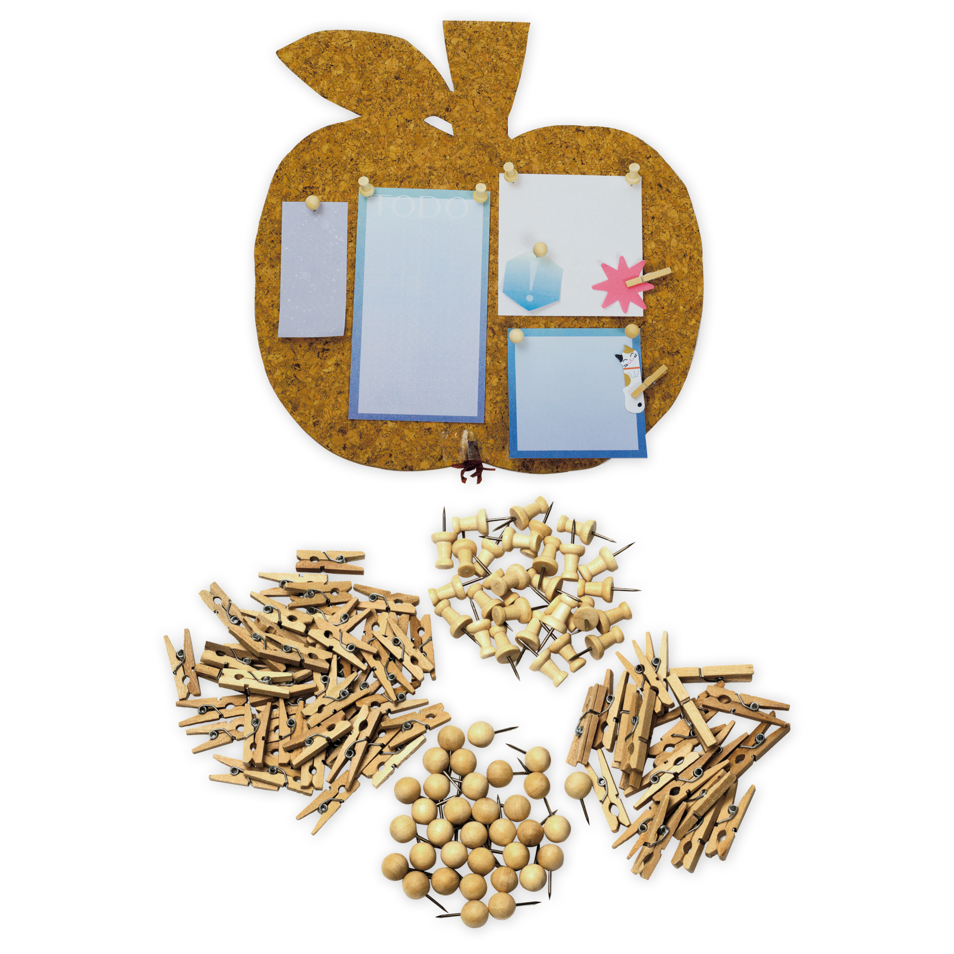 Hagemann TimeTEX Natura-Büro-Set Pinnnadeln und Klammern aus Holz, 100-tlg.