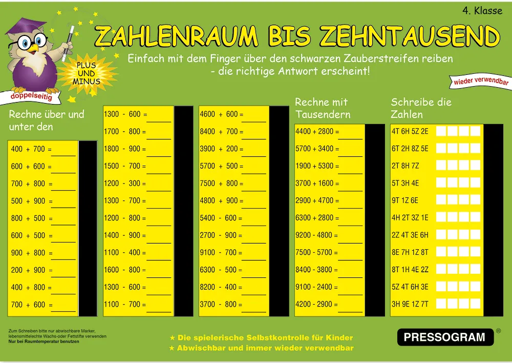 TimeTEX Zaubertafel "Mathematik" Zahlenraum bis 100.000